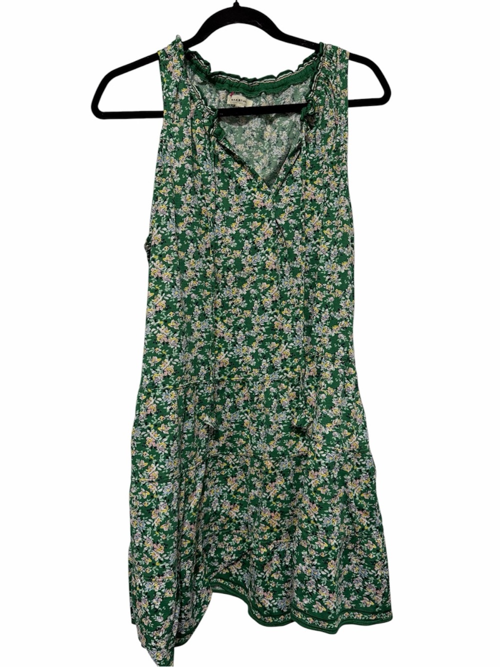 Max Studio Green Floral Ruffle-Trim Sleeveless Mini Dress 1X